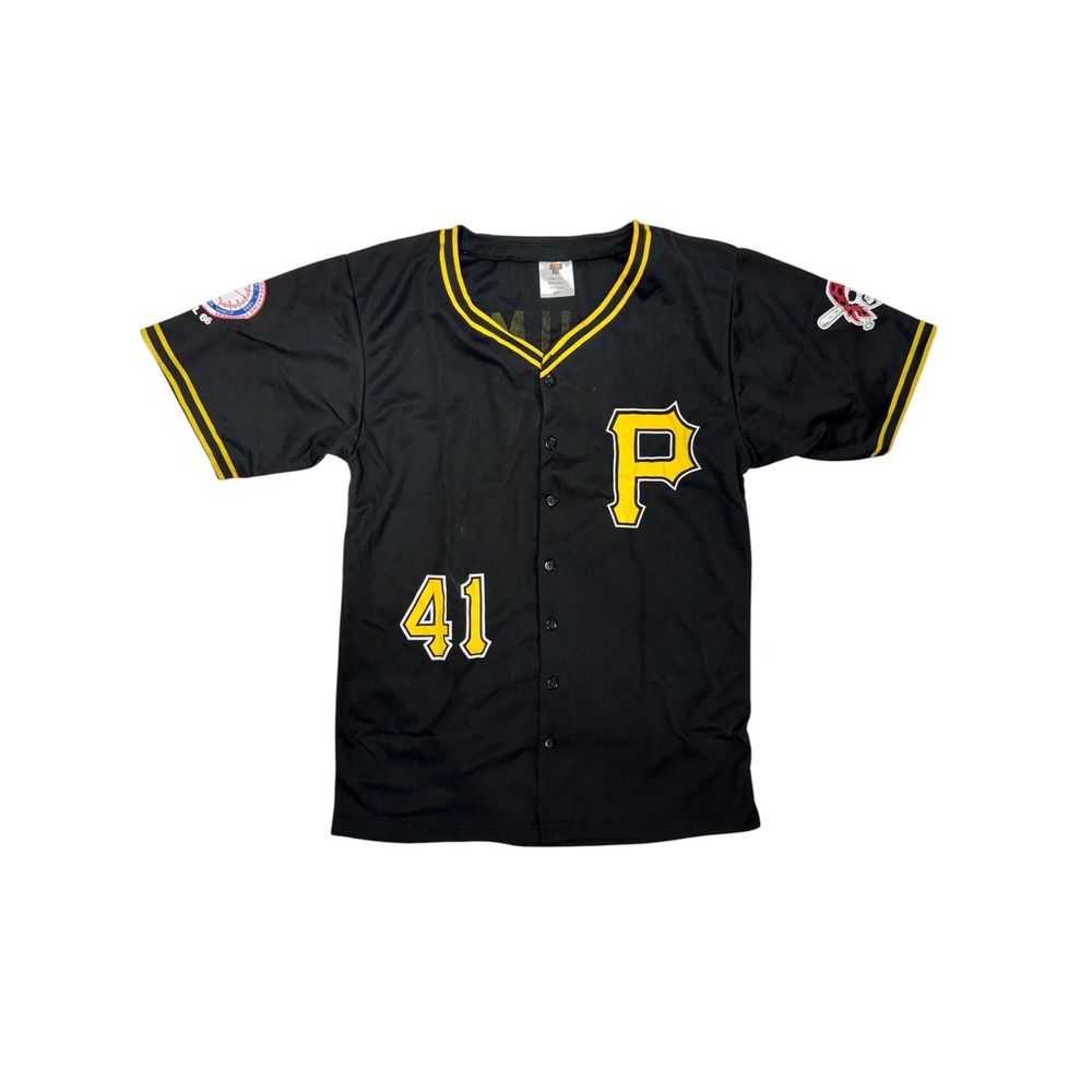 Pittsburgh Pirates Ryan Doumit 41 Button Down Jersey Mens Small BDA MLB Black